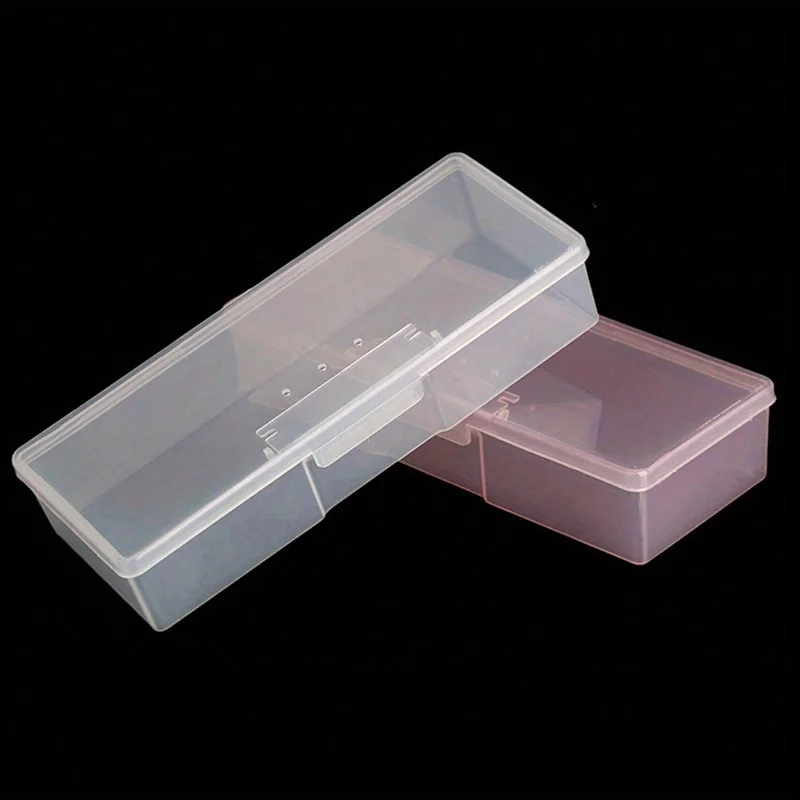 Nail Art Storage Box Nail Accessories Organizer Clear Cuboid Plastic Container Packaging Case For Pen Brush File Manicure Tools
