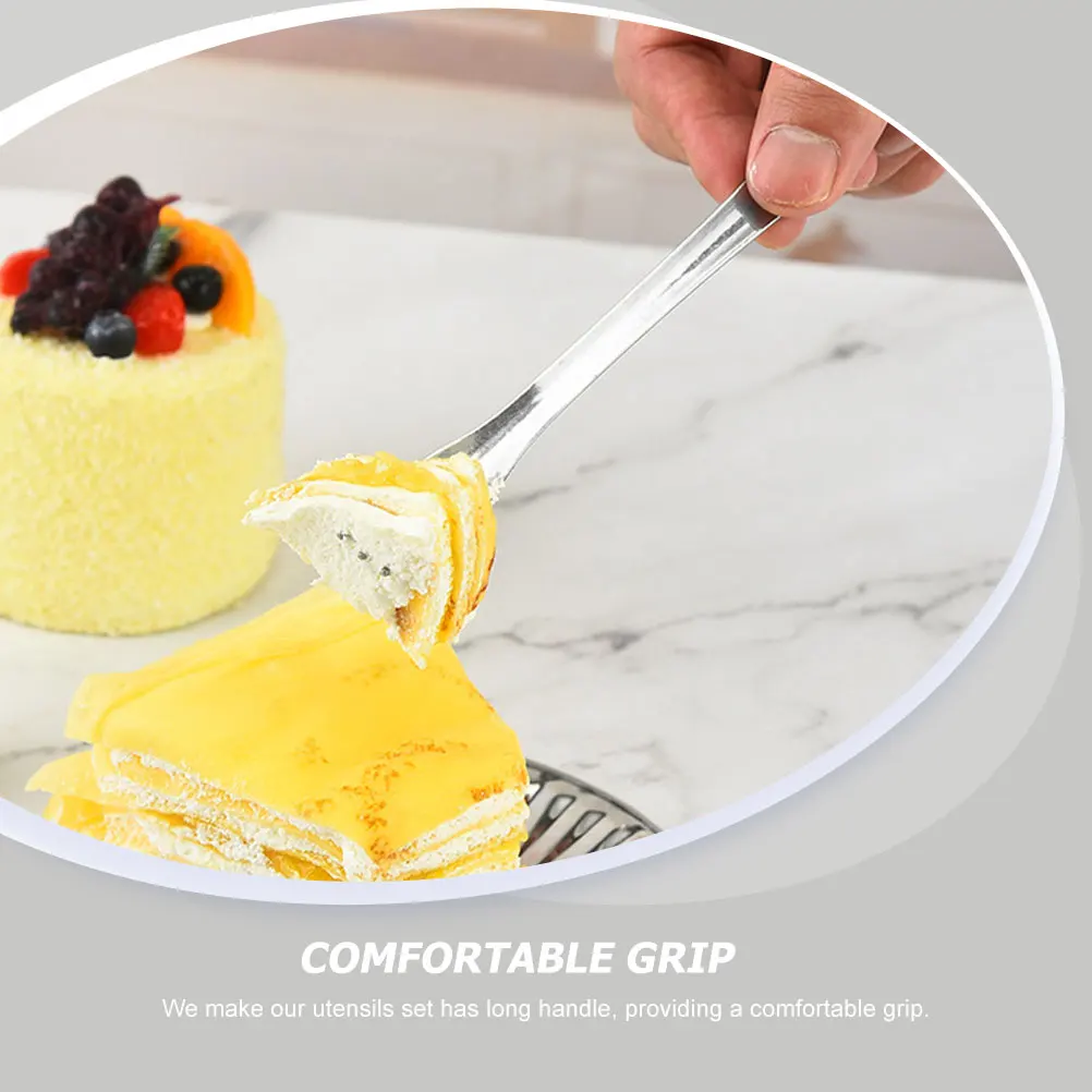 

1 set Cake Spatula Knife Fork Saucer Set Stainless Steel Cutlery Reusable Utensils Party Family Gathering Dessert Flatware