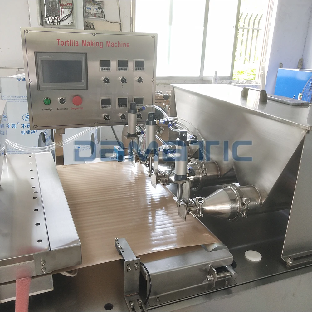 Damatic Tortilla Production Line/Customized Size And Thickness Automatic Tortilla Bread Dough Pressing Baking Machine