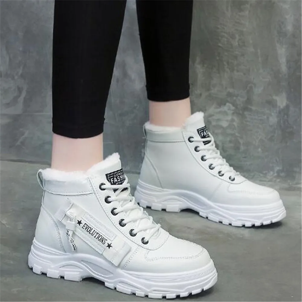 Newest Women Warm Snow Booties Ladies Winter White Ankle Boots Wedge Fur Round Toe Sneakers Fashion Casual Cotton Shoes Eu 35-40