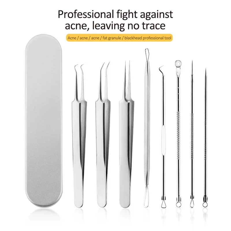 Gesichts Mitesser Entferner Akne Nadeln Extractor Pickel Makel Komedonen Entfernung Kit Edelstahl Poren Reiniger Gesicht Pflege Werkzeuge
