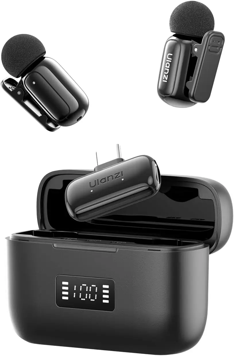 

Миниатюрный беспроводной петличный микрофон для iPhone Type-C, 48 кГц/24 бит, Plug & Play, с шумоподавлением, цифровым дисплеем, 30 часов автономной работы