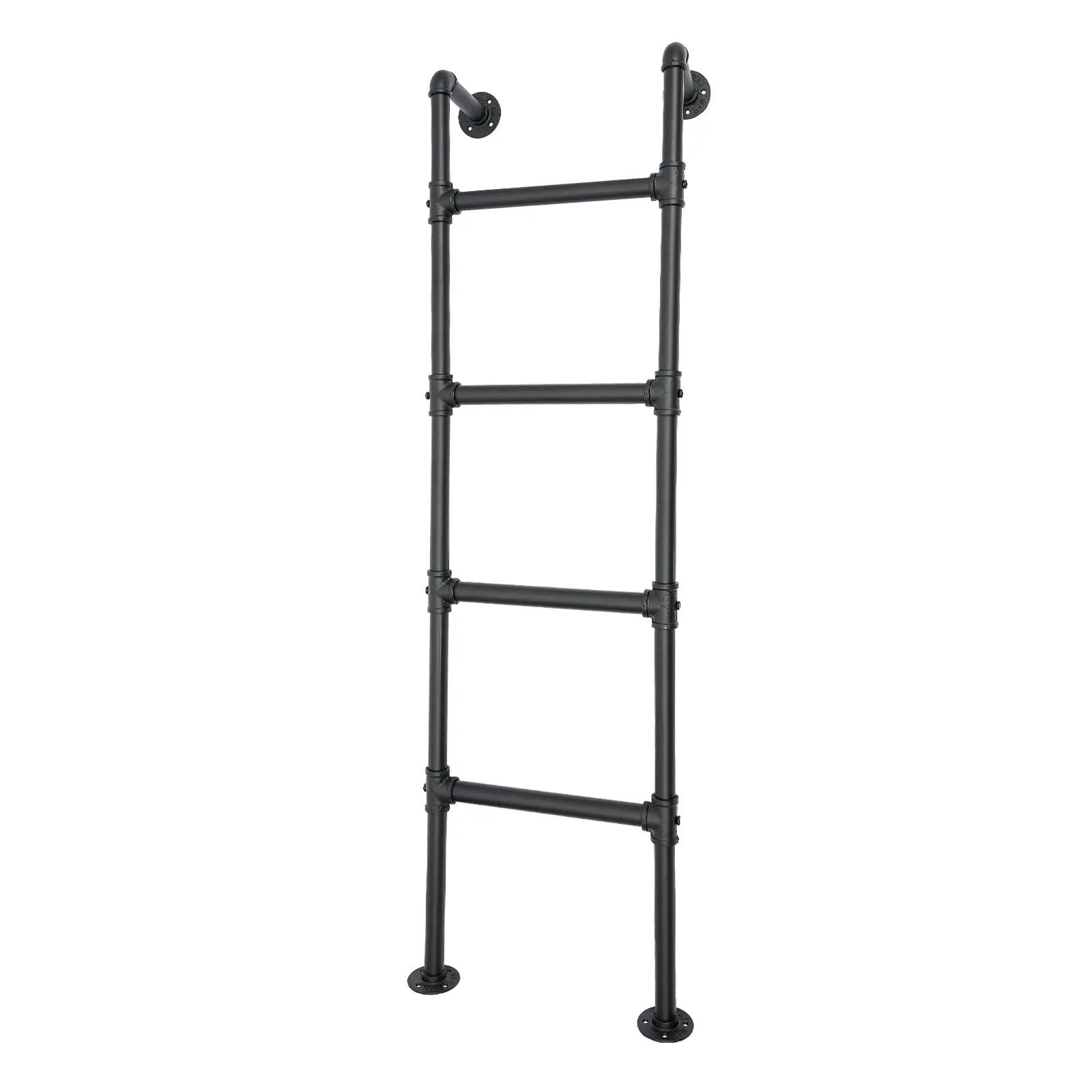 146 ซม./57.5 นิ้วชั้นใต้ดินหน้าต่าง Well Egress บันไดติดตั้งง่ายทนทานและปลอดภัยเหล็กคาร์บอนสีดํา Attic เตียงสองชั้นบันได,4 ขั้นตอน W