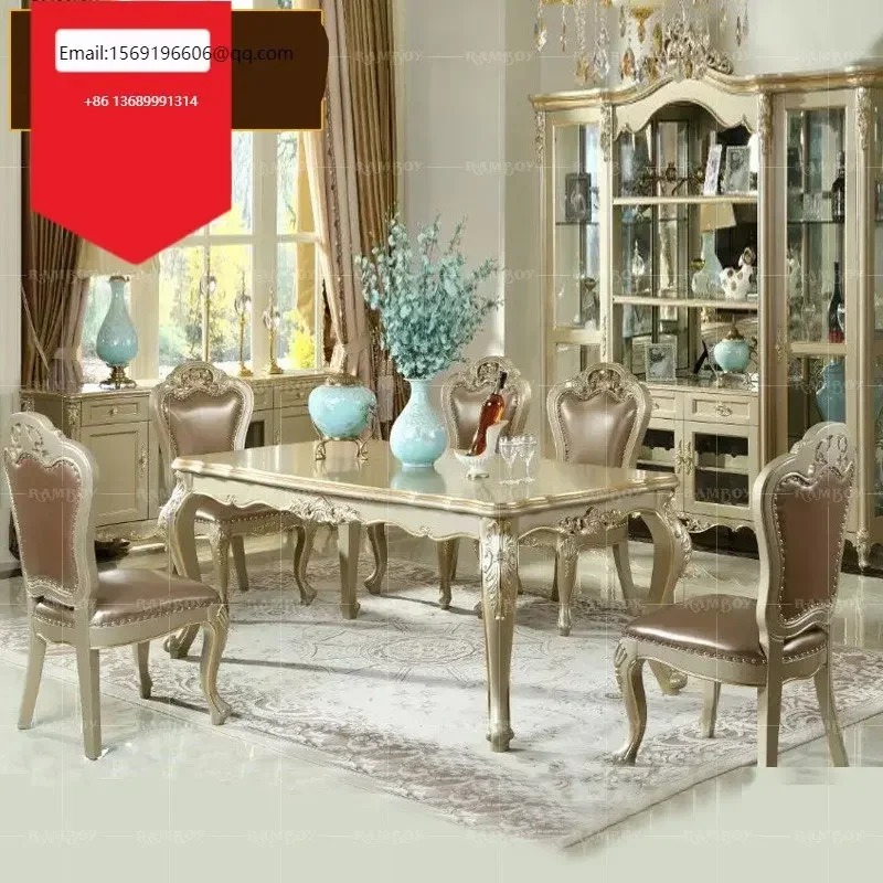 

French-style dining table European solid wood luxury neo-classical combination oom furniture