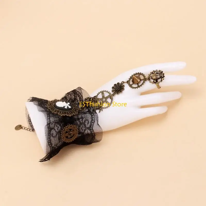y5gc steampunk lace lace lace with gear gethic pirate pirate wristband party party gloves lady #3