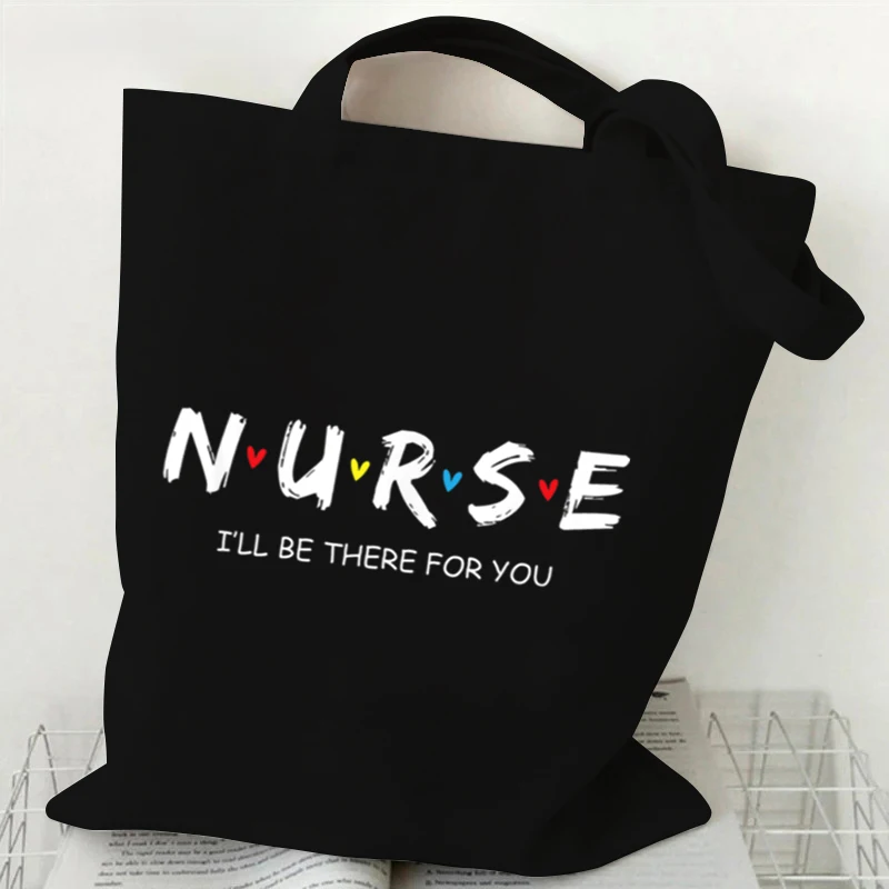 Nurse Canvas Tote Bag Women's Friends TV Show Shopping Bag Nurse I'll Be There for You Print Casual Handbag Side Bag for Ladies