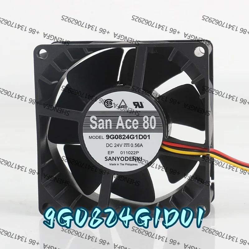 Sanyo 9G0824G1D01 24V 0.56A 8038 3-pin Aluminum frame high temperature Frequency changer Cooling Fan