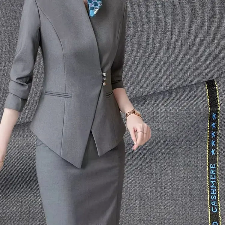 1/1.5/3.5m 50% Wool Suit Fabric Worsted Polyester Business Wear Thin-Style Gray Hip Skirt Fabric Gray Tailor