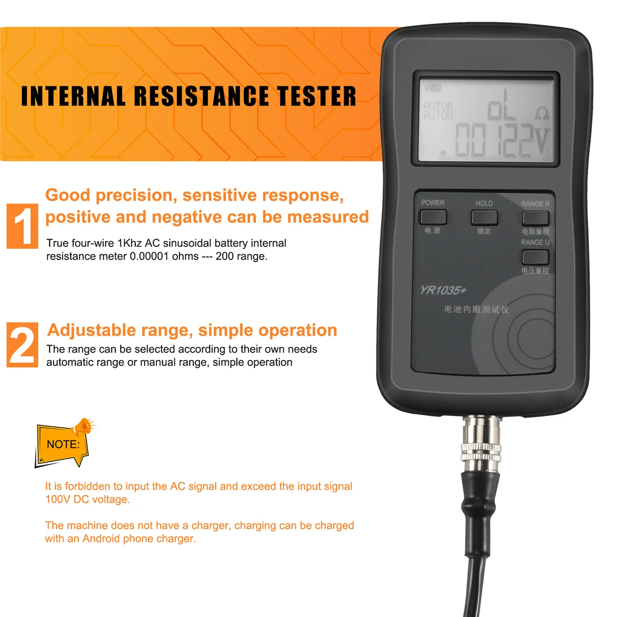 2025 New High Precision Fast YR1035 Lithium Battery Internal Resistance Test Instrument 100V Electric Vehicle Group 18650 Tester