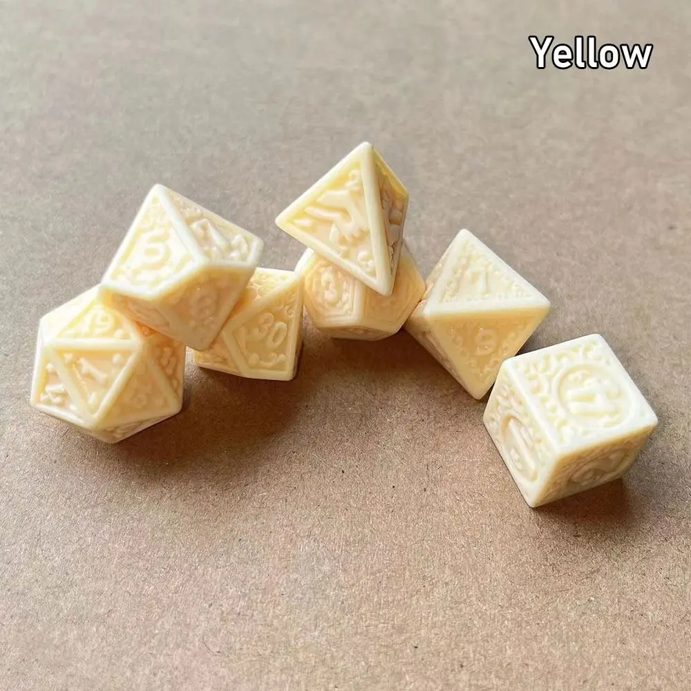

7Pcs/set 7-Die Table Game DND Dice Hollow Retro Party Game Polyhedral Dice D4 D6 D8 D10 D12 D20 Acrylic Game Dice TRPG DND