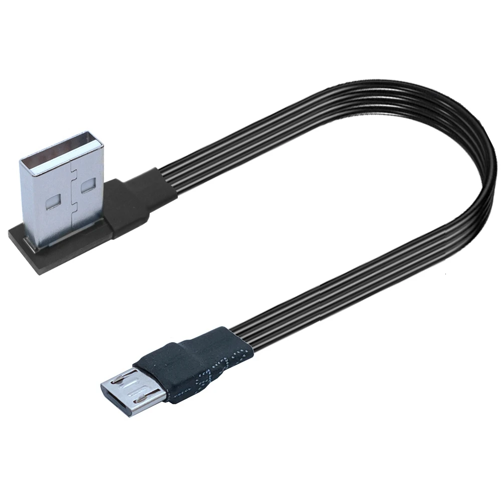 5CM 10CM 20CM Super Flat Flexible Up & Down & Left & Right Angled 90 Degree USB Micro USB Male to USB Male Data Cable 1M 2M 3M