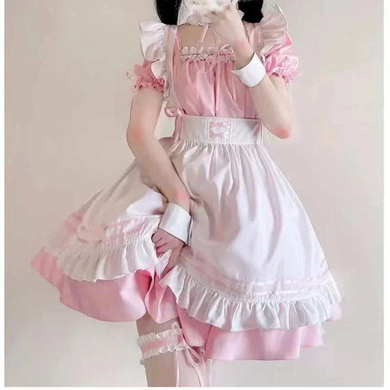 Black Pink Lolita Maid Costumes Cute Girls Women Lovely Maid Cosplay Costume Animation Show Japanese Outfit Dress Clothes S-5XL