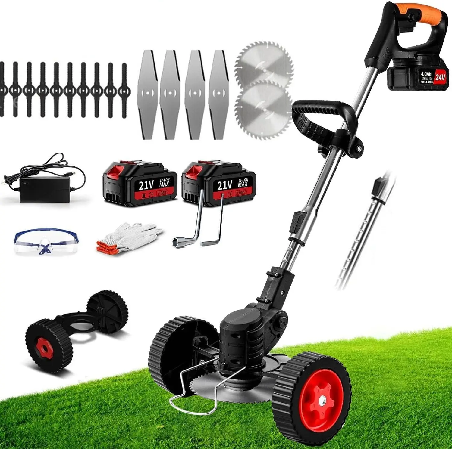 Weed Wacker Akku-Fadenschneider, elektrisch, Kantenschneider, Rasen- und Rasentrimmer, tragbarer Unkrautfresser, Freischneider, 2, batteriebetrieben