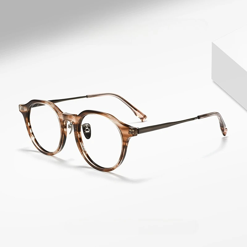 

2025 New Polygon Acetate Small Frame Trendy Eyeglass Frame High Quality Pure Titanium Women Eyeglass Support Prescription Lenses