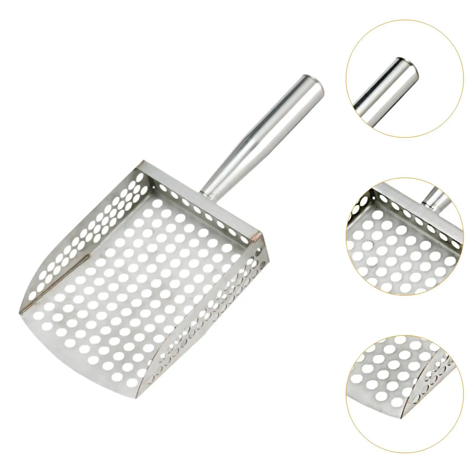 مغرفة الرمل المحمولة مقبض مريح حفر غربال الرمال المغربل مجرفة معدنية للكشف عن المعادن الشاطئ تحت الماء شاطئ البحر المشابك