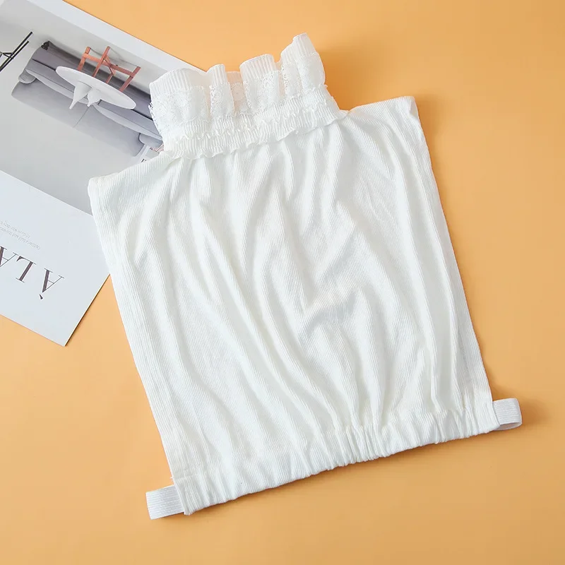 Linbaiway Ladies Women Sweet Ruffles Stand Fake Collar+Fake Sleeve Cuff Lapel Blouse Tops Button Down Half-Shirt False Collar