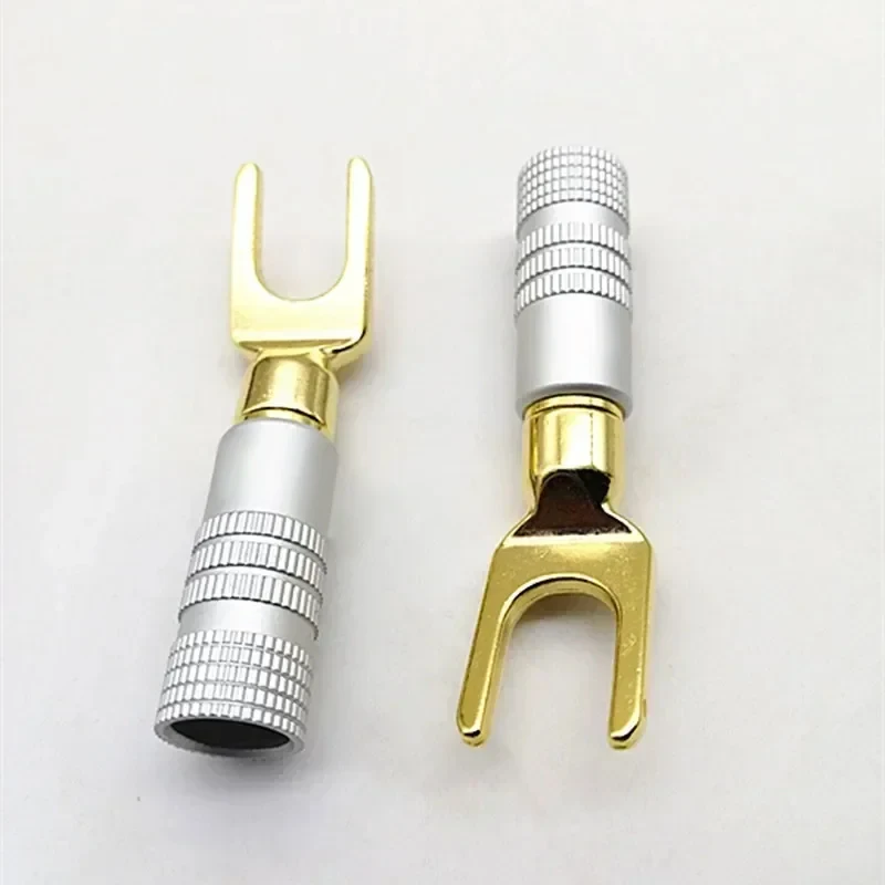 4/8/12Pcs Gold plated Y U Shape Banana Plug Audio Speaker Plugs Screw Fork Spade Cable Wire Connector