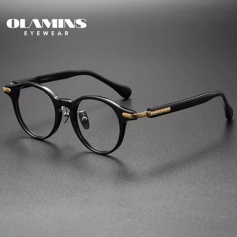 OLAMINS​ New Eyeglasses Arrivals New Design Spectacles Frame Tortoise Retro Acetate Eyewear White Acetate Frames 80853