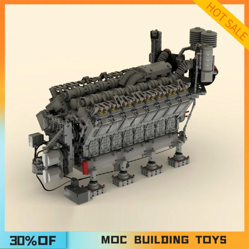 [4777PCS]맞춤형 MOC V16 디젤 엔진 창의적 블록 세트 STEM 교육용 장난감 DIY 건설 모델 키트 생일 선물