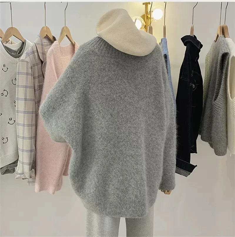 2023 Pink Sweaters Women\'s Clothing Spring Autumn Pullovers Korean Loose Soft Waxy V-Neck Knit Sweater Jackets Girls Tops jp333