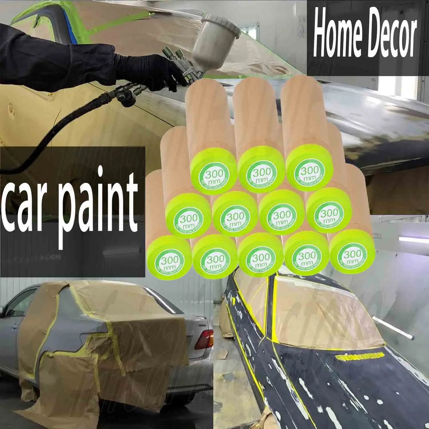 Pre Taped Masking Film Paper Painters Sheeting Kraft Paper Car repair spray painting Film Auto Painting Covering Furniture Tape