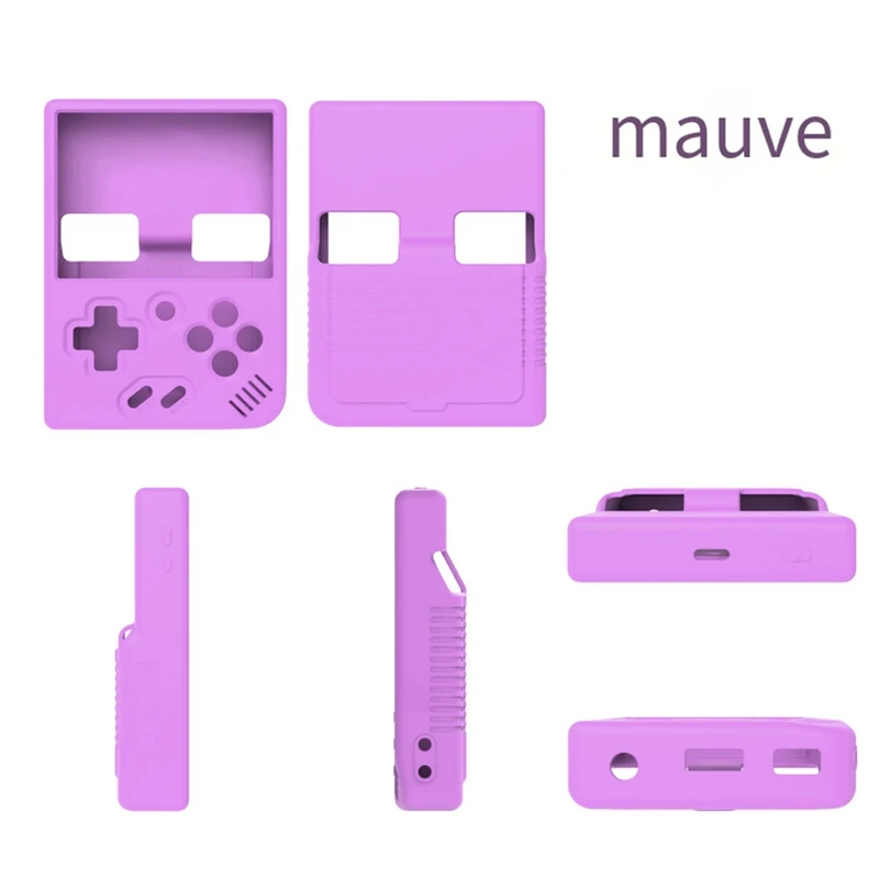 Soft Skin Case For MIYOO Mini Plus Game Console Silicone Protective Cover, With Anti-Slip And Lanyard Durable Black And Purple