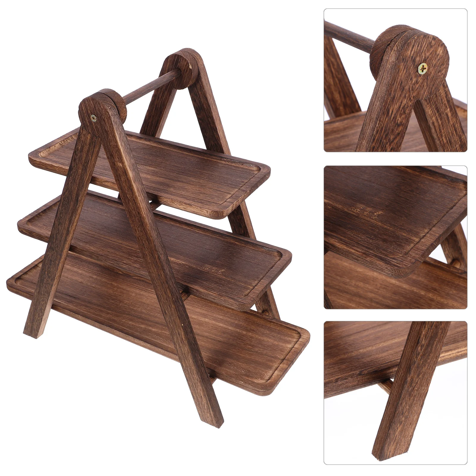 

3-Tier Wooden Storage Rack With Tray For Kitchen Organizing Multilayer Food Preparation Shelf Hotpot Side Dish Holder