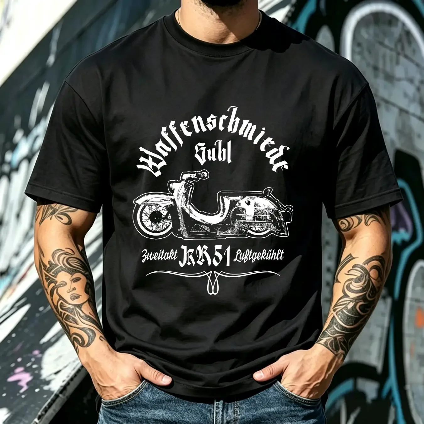 washed T Shirt Gunsmith Suhl Schwalbe Brown KR51 Roller Moped Funny Simson Star long or short sleeves vintage Washed Casual