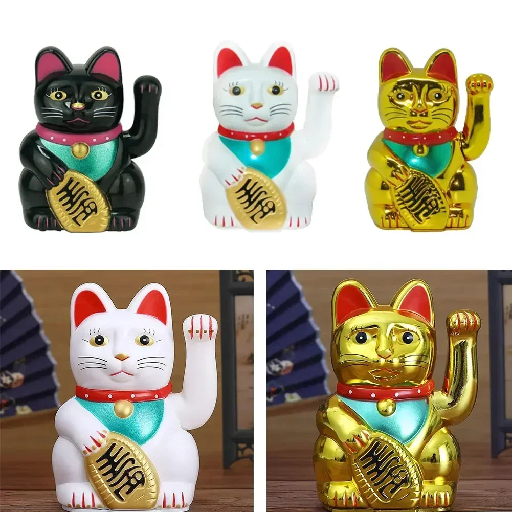 Cute Lucky Cat Cashier Ornament for New Store Launch Battery Powered Swinging Movement Perfect for Home or Office Decor