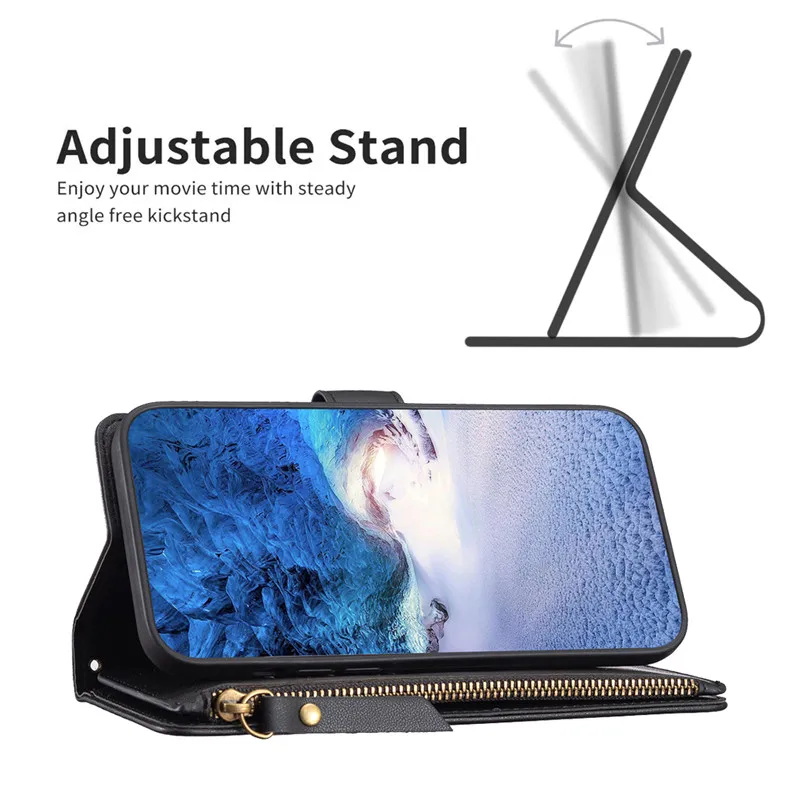 Double Layer Zipper Wallet Leather Case For OPPO A74 A94 A54S A54 A16S A55 5G A52 A92 A72 A16 Cover Card Slots Flip Coverings