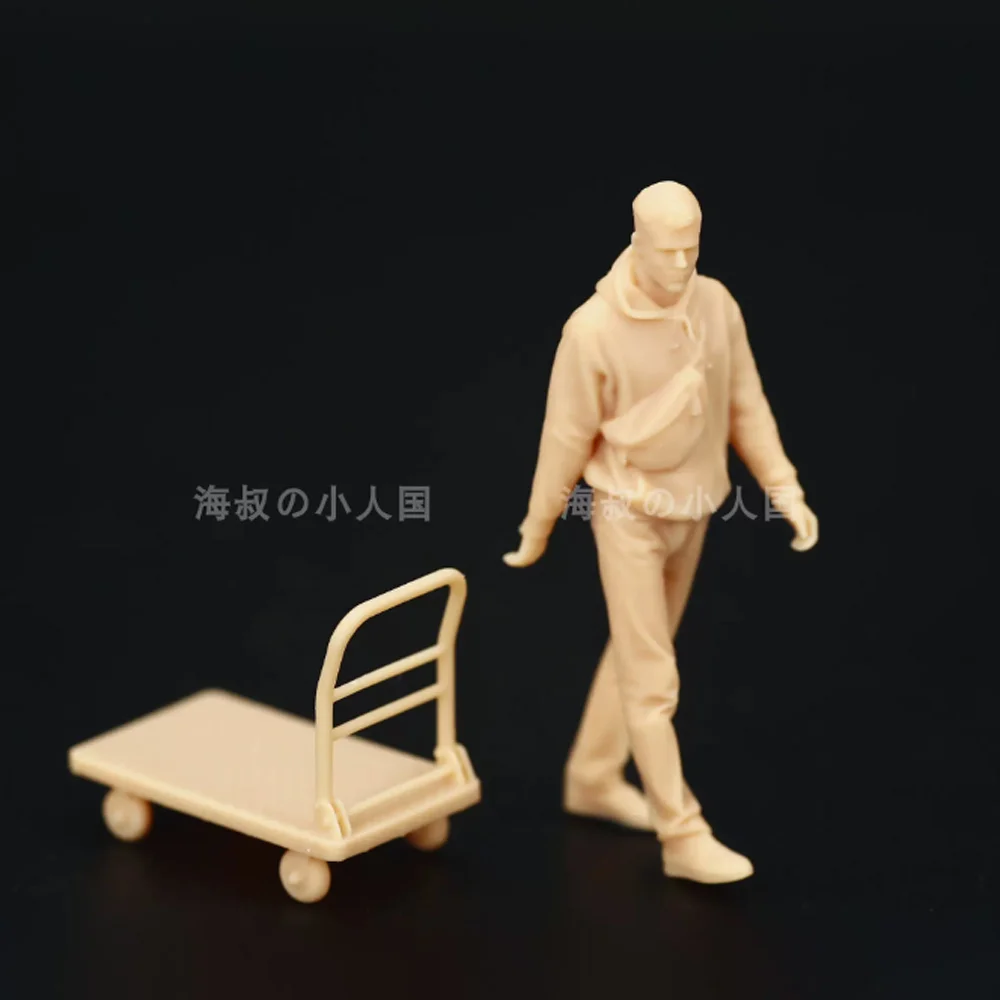 1/43 Model Miniature Figure handsome guy pulls the trailer1/64 High-quality  3D Printing Resin Need To Be Colored By Yourself