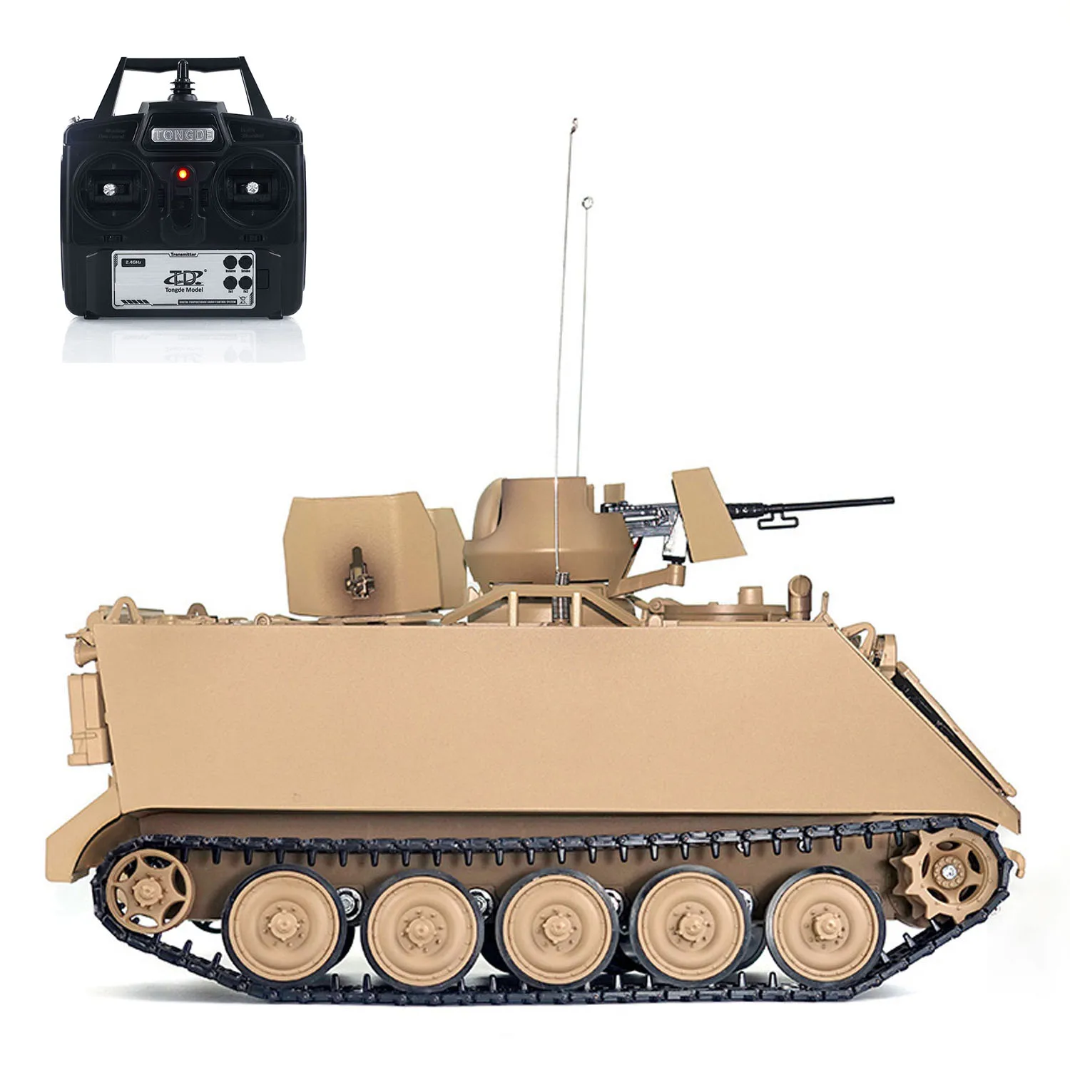 1/16 RTR Tongde RC Tank M2412-B M113A1 ACAV infrarouge 360 tourelle Rotation fumer lumière son radiocommande Panzer passe-temps électrique
