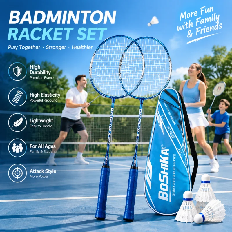 (1 racket+storage bag+3 nylon shuttlecocks) Iron alloy training home entertainment split style badminton racket set