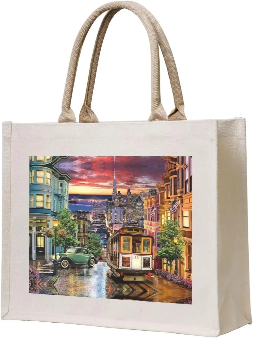 San Francisco Canvas Tote Bag For Women, Aesthetics Tote Bag Beach Travel Tote Handbags Shopping Daily Working