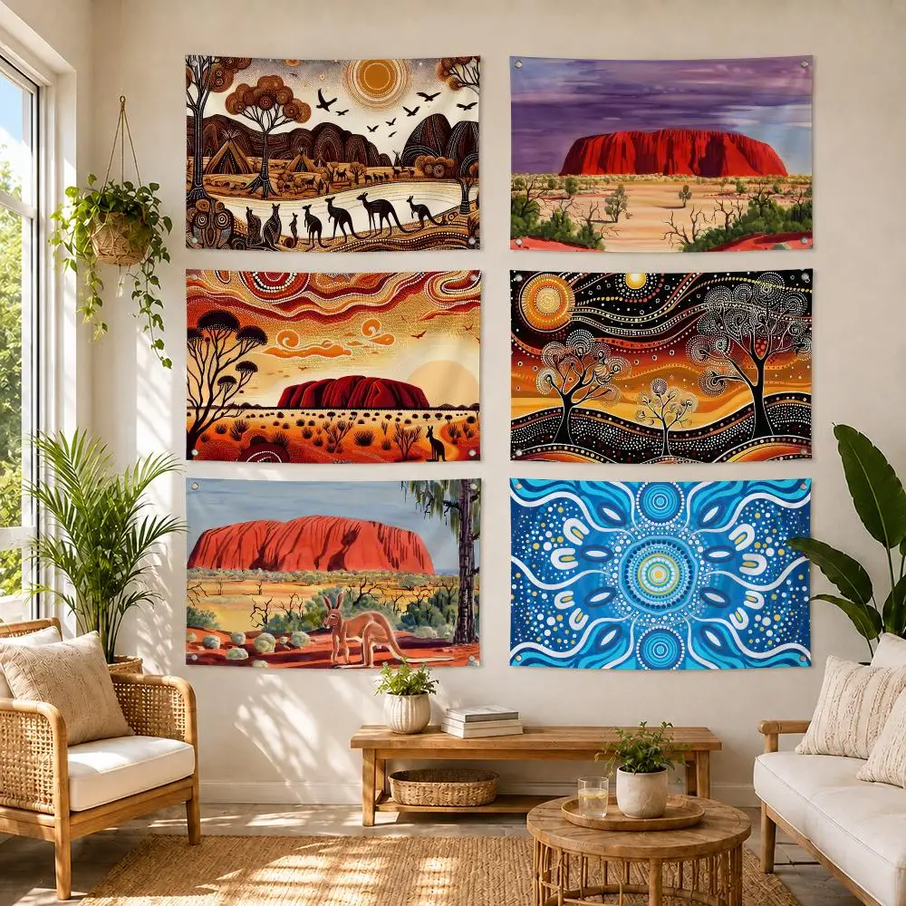 Australian Aboriginal Art Flags Flag Soft skin-friendly Durable Tapestry Outdoor party Home living room bedroom Decoration