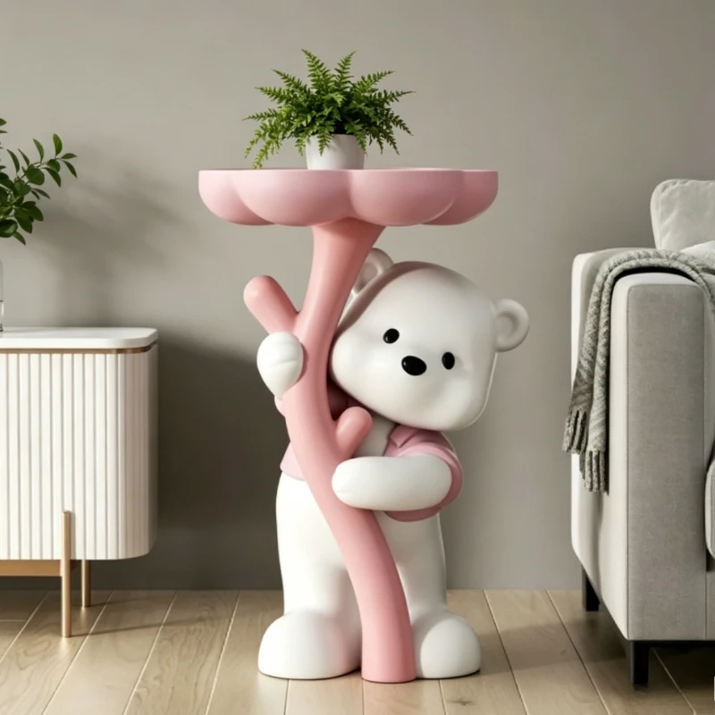 Large Violent Bear Resin Figurine, 36cm Floor Standing Decor, Side Table Catchall Tray, Housewarming Gift for Living Room
