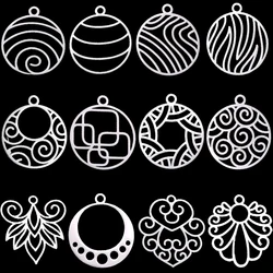 3pcs Filigree Cloud Wave Totem Charms Stainless Steel Round Luna Pendant Fit Bracelets Earrings Women Jewelry diy Accessories