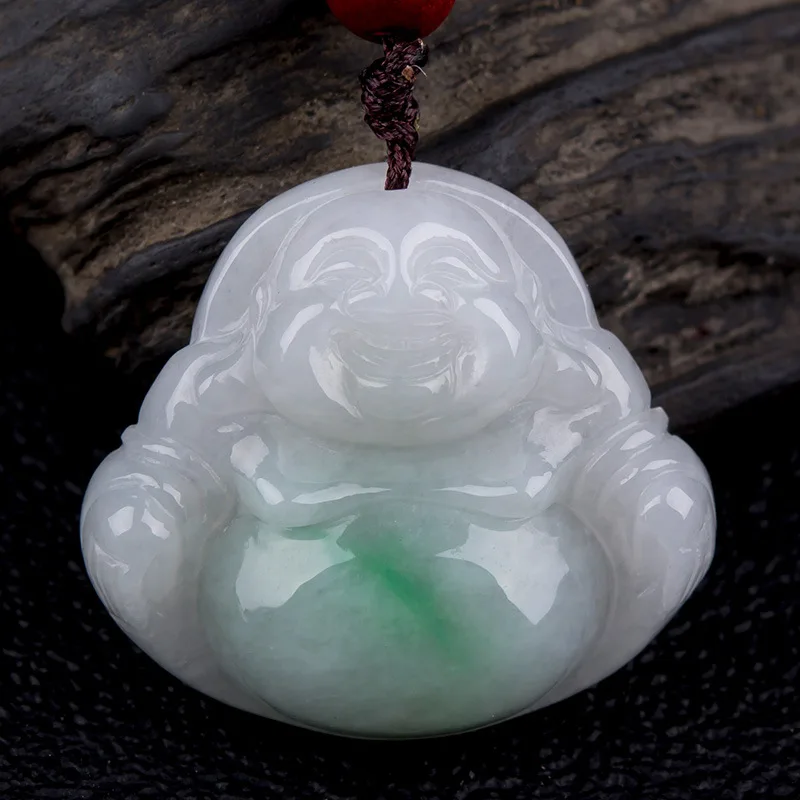 

Genuine Myanmar Grade A Jadeite Buddha Pendant With Rope Chain Burma Jade Lucky Charms Amulets Necklace Men Women Fine Jewelry