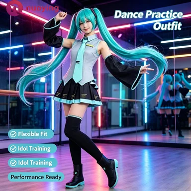 Completo costume da cosplay di Miku, set di costumi per performance di personaggi anime, gonna in stile JK, parrucca e accessori coordinati, costume elegante per Halloween, carnevale ed eventi di