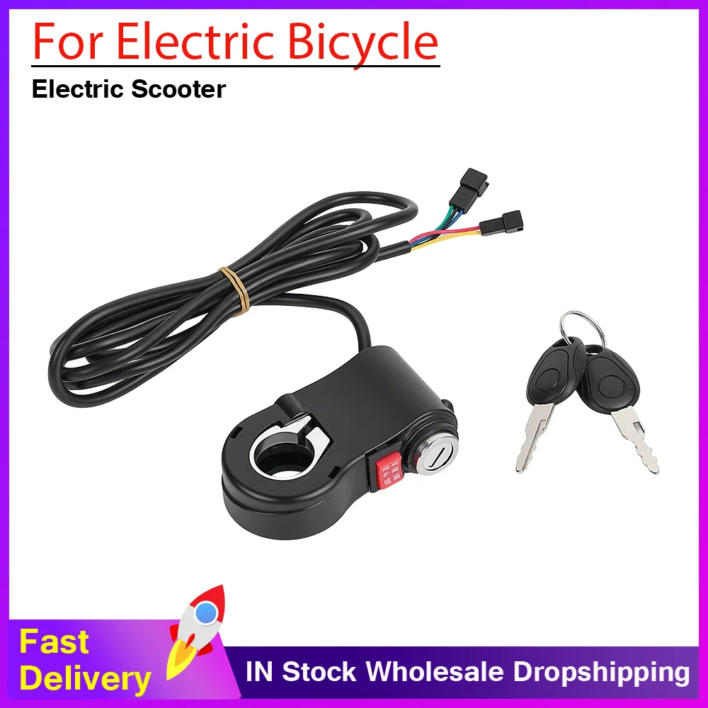 Handlebar 3 Gears Speed Control Switch 3 Speed Rocker Switch For Electric Bicycle Bike Ignition Key Power Lock Universal Parts
