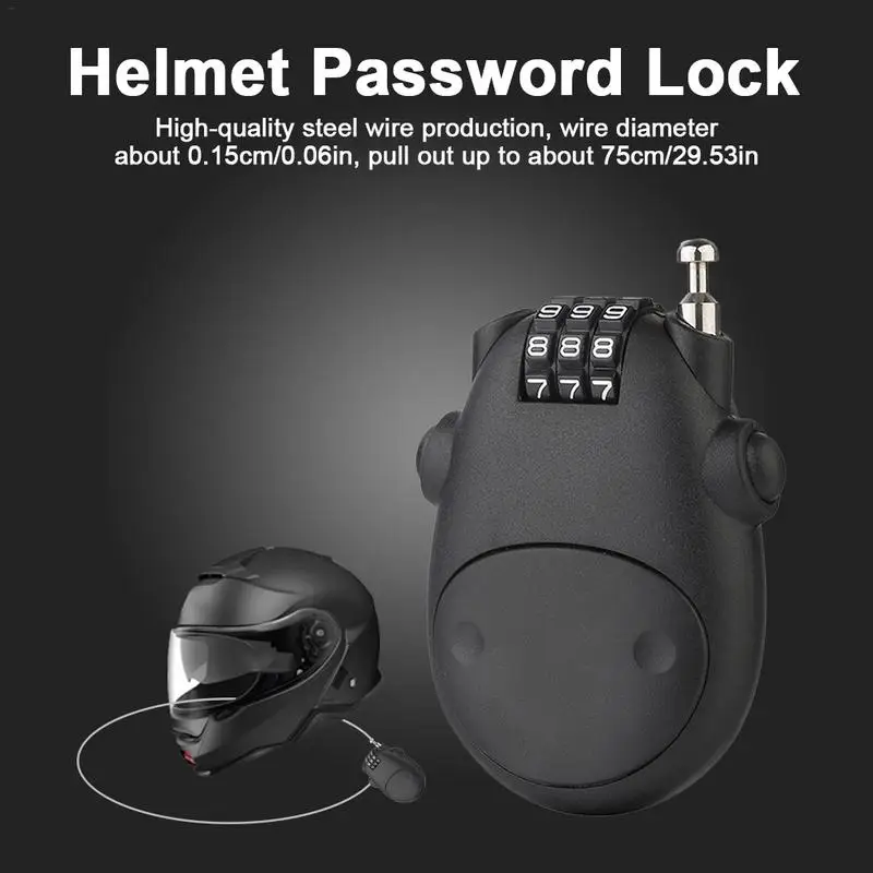 General Motorcycle Helmet Password Lock Telescopic Wire Rope Steel Cable Code Lock Antitheft Bicycle Motorcycle Helmet Lock