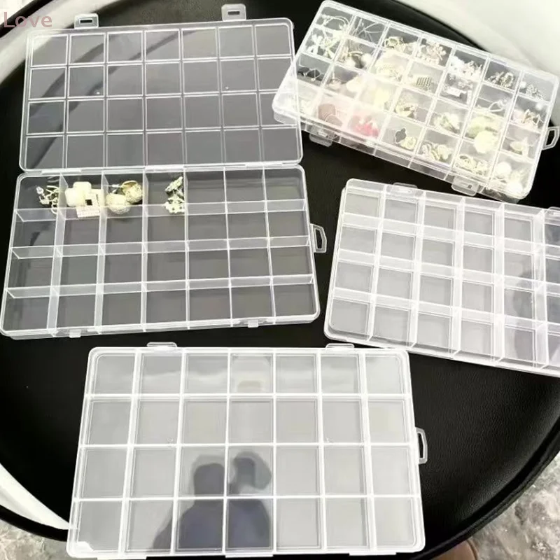 24 Slots Nail Decal Storage Box With Removable Grid For Nail Art Rhinestones Accessories Jewelry Organizer Container Case