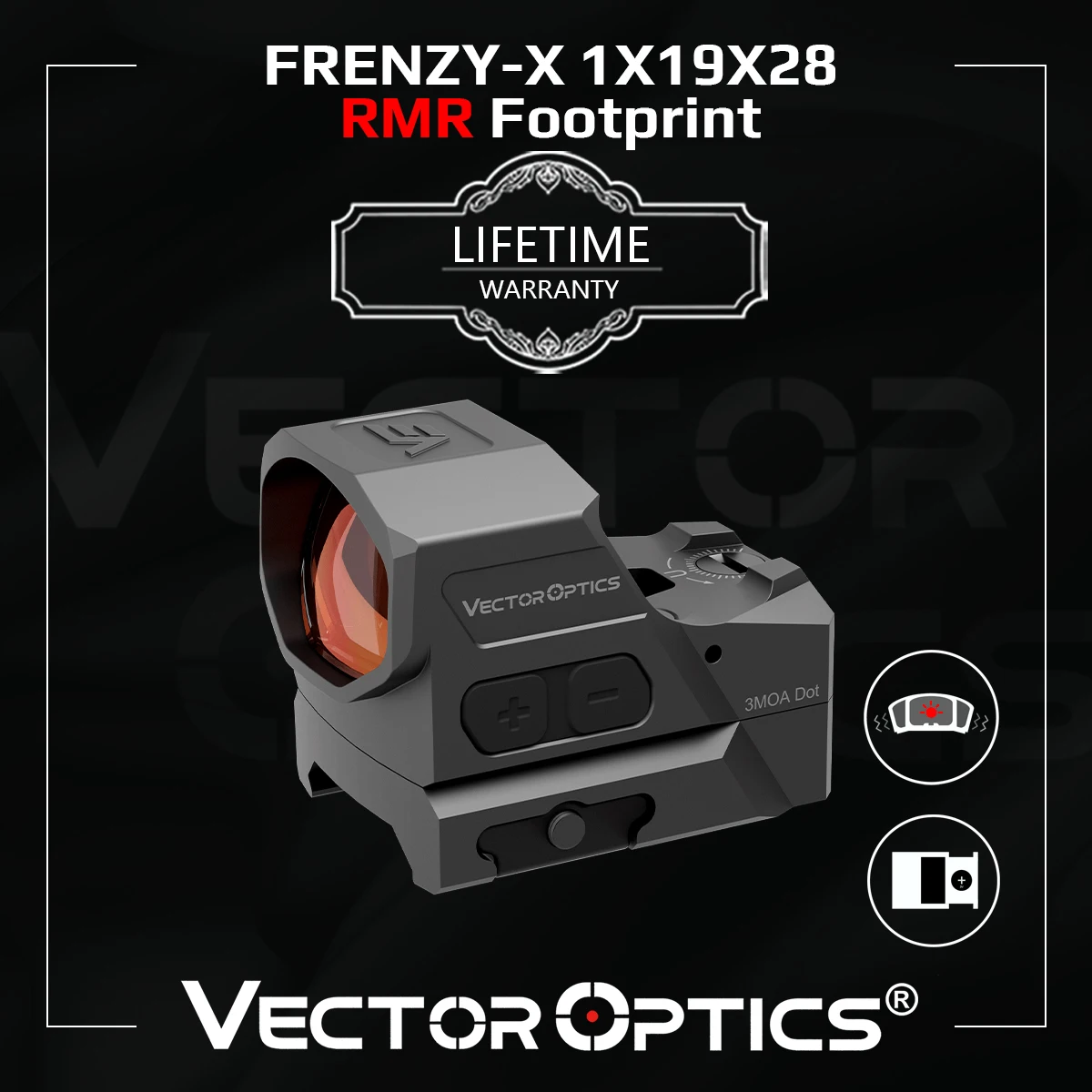 Vector Optics Frenzy-X 1x19x28 GenII Pistol Red Dot Sight Made of 7075-T6 Aluminum Alloy With Motion Sensor&Battery Side Load