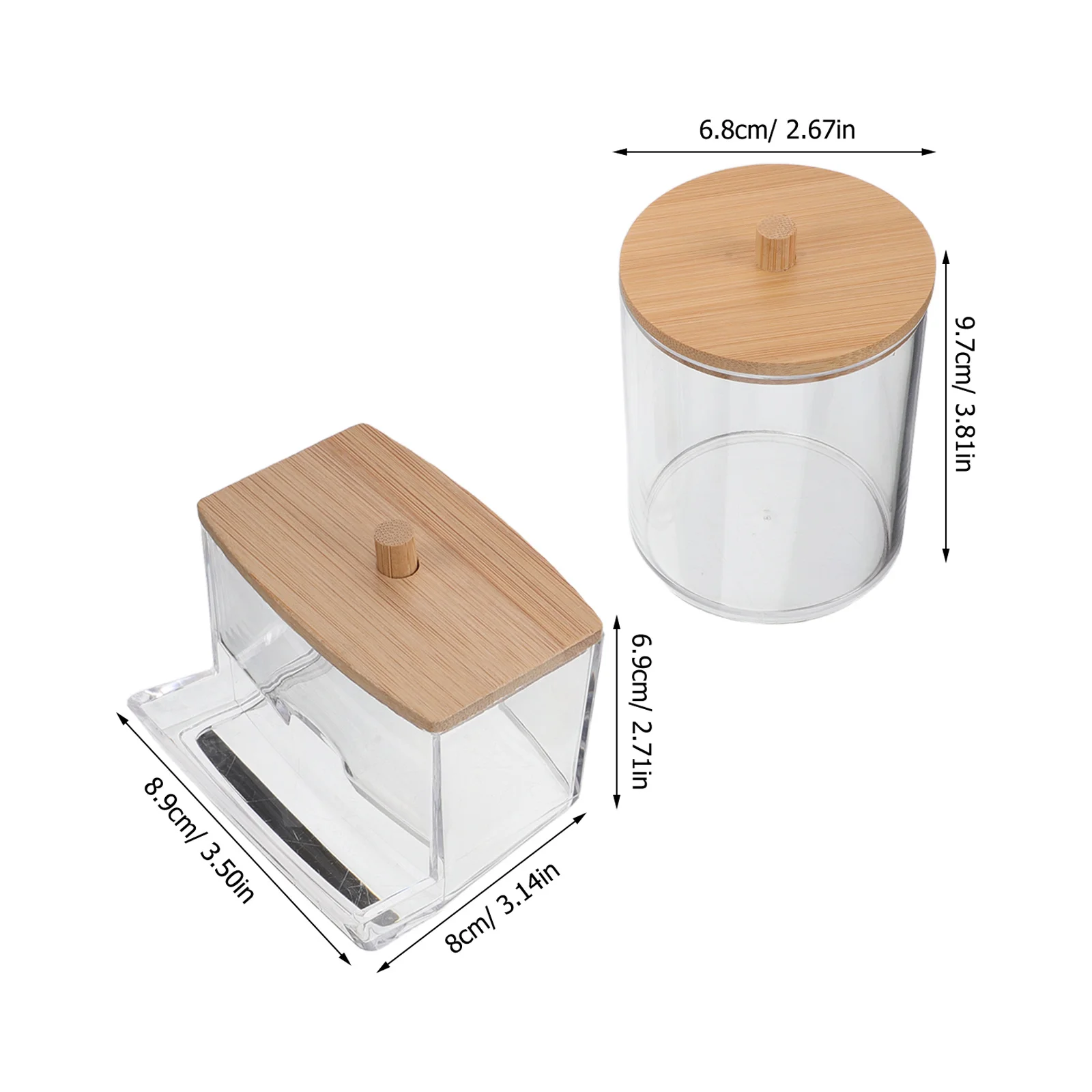 3pcs Transparent Plastic Cotton Swab Box Clear Container Lid Bathroom Desktop Organizer Storage Canister Pad Holder