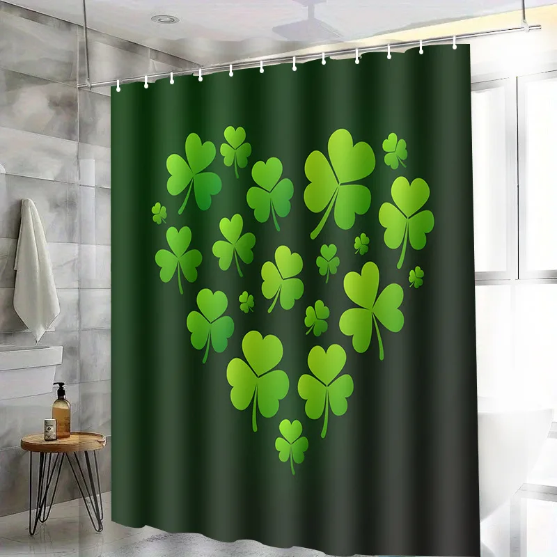 

Trinity Clover Heart washable Dirt-Resistant Shower Curtain Shower Head waterproof Polyester Bath Curtain For Home Decor
