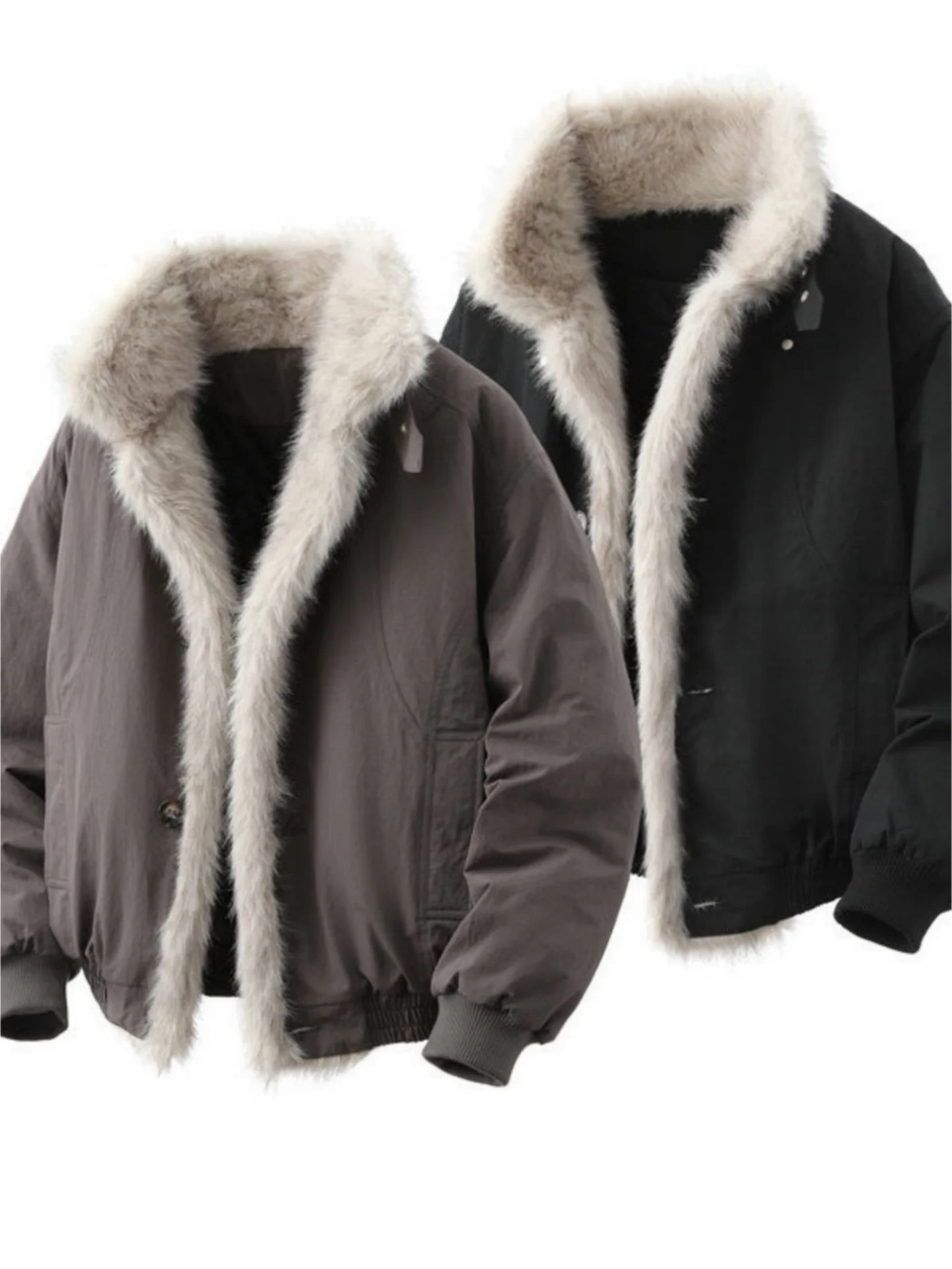 

American Sle Men's Cotton Jaet Winter Thiened Lamb Fur Stand Collar Mao Jaet Warm Casual Loose Fit Youth Faion