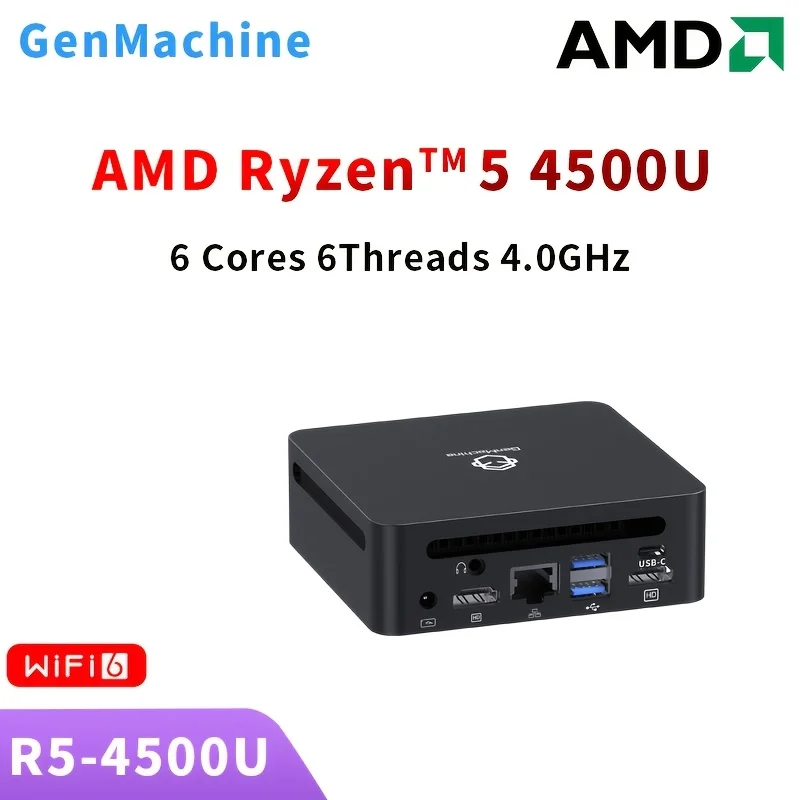 GenMachine Mini PC AMD Ryzen 4300U 4500U 4600H 4800H 5300U 5500U 5600H 5600U CPU Win11 DDR4 3200mhz WiFi6 NUC gaming pc Computer