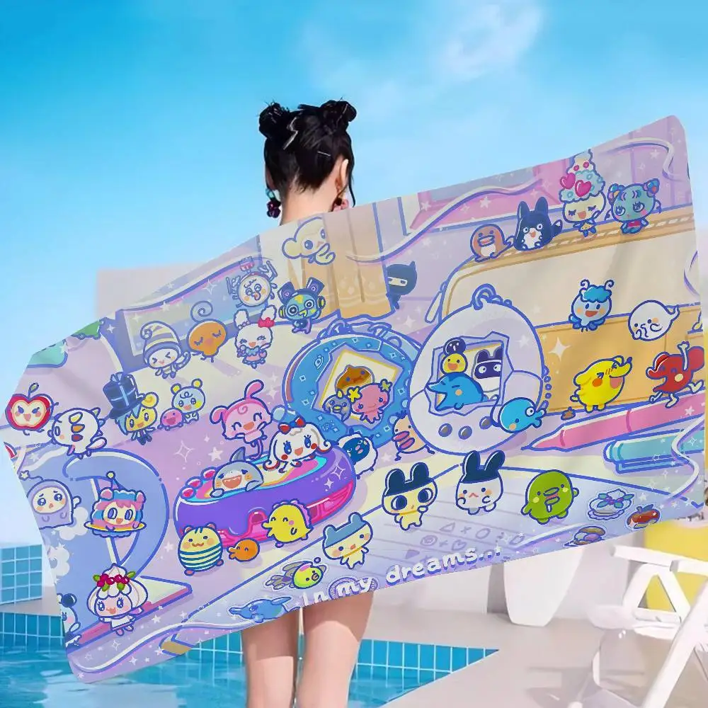 Classic T-Tamagotchi Game Anime Beach Swimming Towel Soft Absorbent Washcloth Children's Gifts for Kids Travel Camping Gym