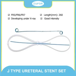 5Fr/6Fr/7Fr 260mm Medical Hydrophilic Coated Double J type Ureteral Stent Set Urological Drainage Tube Stent