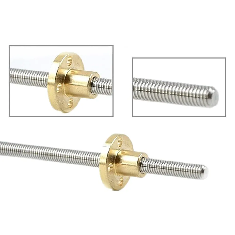 T8 8mm Lead Screw 500mm with Copper Nut Stainless Steel Trapezoidal Threaded Rod Lead Screw for 3D Printer Machine Accessories